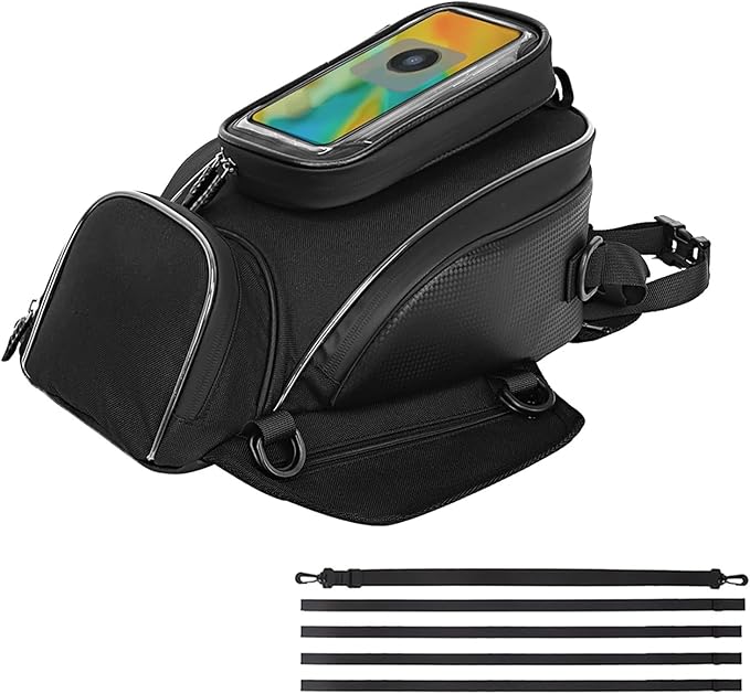 Motorcycle Tank Bag for Suzuki GSXR 750, Strong Magnetic Waterproof Oxford Black Motorbike Quick Release Pannier Bag