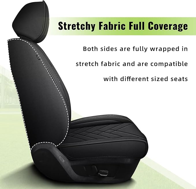 AOMSAZTO Front Seat Covers Fit for GMC Terrain 2020-2026: Faux Leather Automotive Seat Covers Waterproof Vehicle Seat Cushion Protector Car Interior Covers(2 Seat Black)