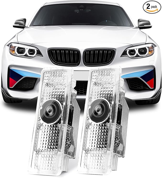 Never Fade HD Door Light Logo Projector Compatible with 1/2/3/4/5/6/7/M/X/Z/GT Series Accessories, 2Pcs 3D LED Ghost Shadow Laser Car Courtesy Step Light Puddle Lamps (50thAnniversaryLogo)