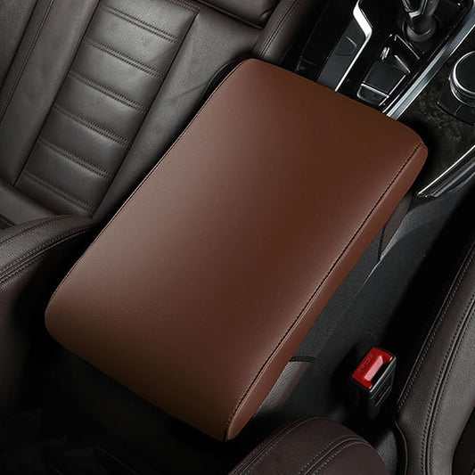 Car Armrest Cover Pad for BMW X3 E83 2004 2005 2006 2007 2008 2009 2010 Premium Leather Center Console Armrest Cushion Pad Anti-Scratch Waterproof Auto Interior Accessories Light Brown