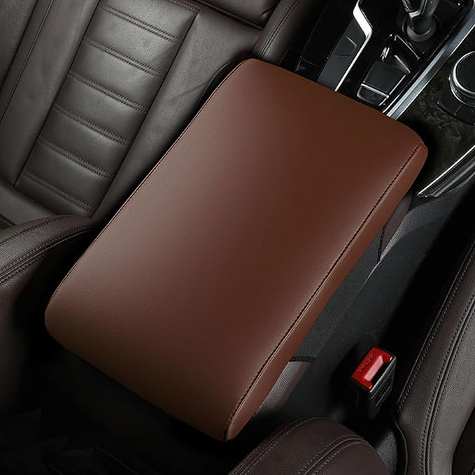 Car Armrest Covers for Mercedes Benz SLK 200 200K 250 280 350 Premium Leather Center Console Armrest Cushion Pad Anti-Scratch Soft Support for Elbow Auto Interior Accessories, Light Brown