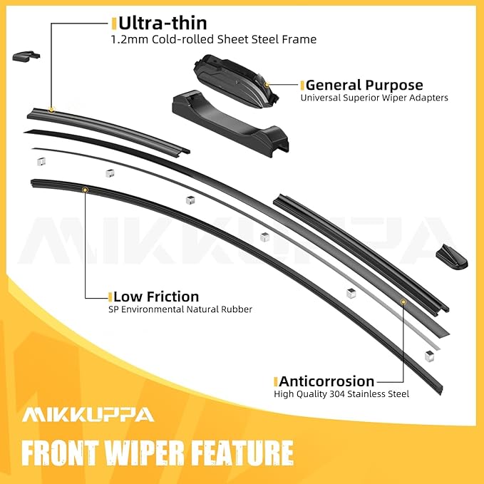 MIKKUPPA 26"+24"+14" Windshield Wiper Blades Replacement for 2016-2022 Honda Pilot, Front & Rear Wiper Blades Set, Durable Stable Quiet All Season (Pack of 3)