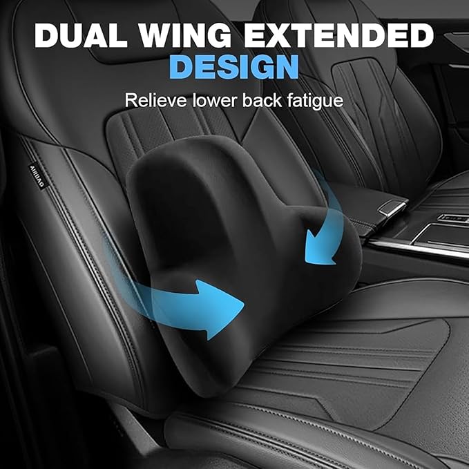 Car Headrest & Lumbar Support Cushion for Kia Sportage NQ5 2023, Ergonomic Memory Foam Seat Headrest Neck Rest Cushion Travel Kit Removable for Neck Back Pain Relief,Brown