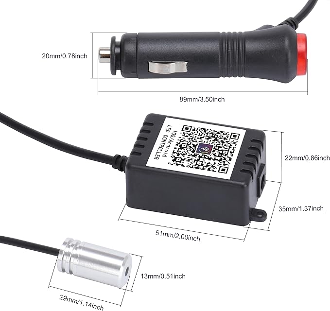 8 Meters Optic Fiber Car Ambient Lighting with Bluetooth App Control + RF Remote Control 64 Colors Multicoloured Music Interior Lighting Kit DC 12V 1W