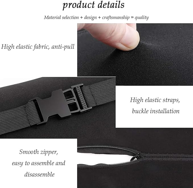Headrest Lumbar Pillows Car Seat for Toyota Land Cruiser 2000-2025, Ergonomic Neck Back Support Cushion, Comfortable Breathable Washable Cover, Memory Foam,Black