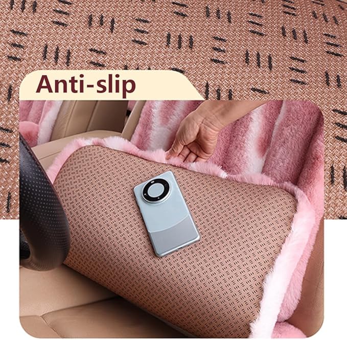 Luxury Plush Car Seat Cushion Set Car Headrest & Lumbar Support & Seat Cushion & Back Support Pillow Fluffy Fuzzy Car Seat Covers Non-Slip Cushion for Universal Accessories Automobiles (4, Grey)
