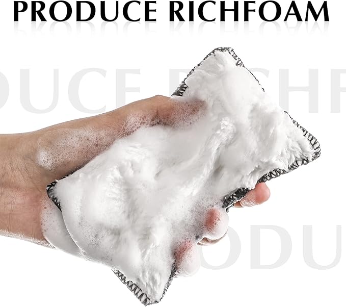 Mudder 12 Pcs Car Interior Scrubbing Sponge 5'' x 3'' Fiber Car Wax Applicator pad Household Cleaning Sponges for Leather Car Seat Couch Cleaning (White Gray)