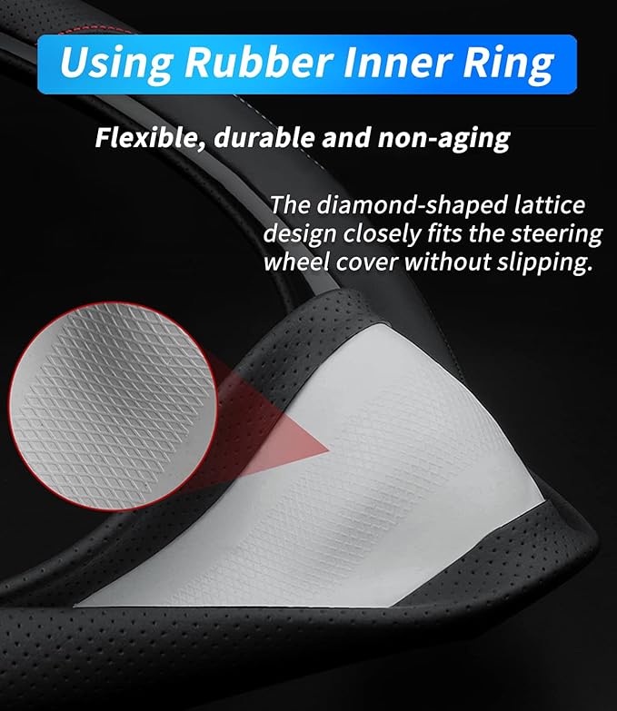 Custom-Fit Leather Car Steering Wheel Cover for Audi, B-Style, Non-Slip, Breathable