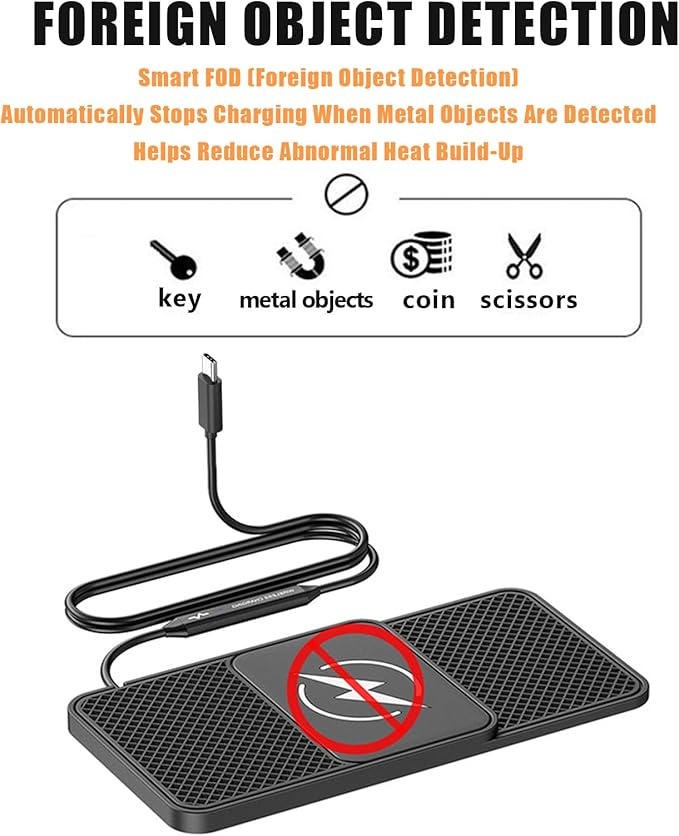 Wireless Car Phone Charger for Tesla Cybertruck Semi, Type C/USB 20W Fast Charging Pad, Non-Slip Charging Station for Travel Home Office Desk, Lightweight,Type-C