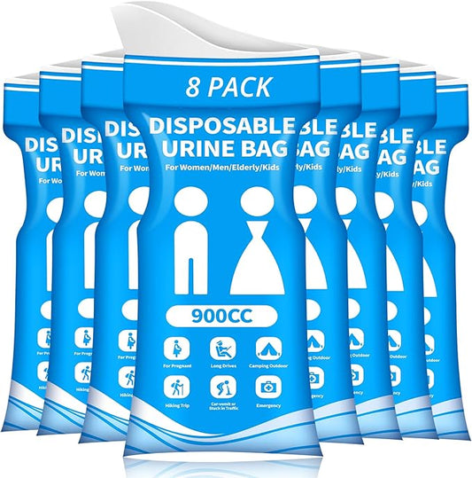 Disposable Urine Bag for Travel - 900ML Portable Pee Bags for Women Men 8/12/20/24/28 PCS Emergency Vomit Bags Urinal Toilet for Car Camping, Road Trip,Traffic Jam, Pregnant, Kid, Patient