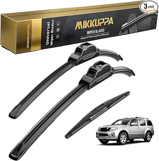 MIKKUPPA 24"+18"+12" Windshield Wiper Blades Replacement for 2005-2012 Nissan Pathfinder, 2005-2015 Nissan Xterra, Front & Rear Wiper Blades Set, Durable Stable Quiet All Season (Pack of 3)