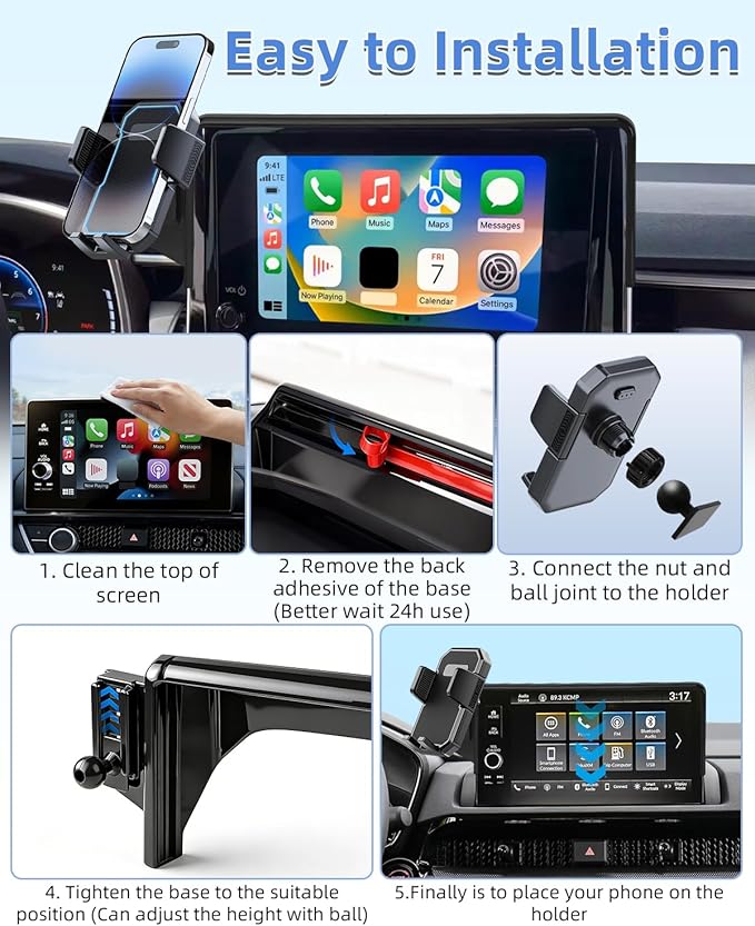 PZK Car Phone Holder for Hyundai Elantra 2021-2025 2026 SE/SEL/Sport/Limited/N Line Accessories Custom 8-Inch/10.25-Inch Screen Auto Lock Car Phone Mount with 360° Rotating Extension Rod