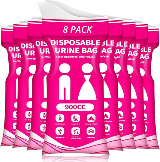 Disposable Urine Bag for Travel - 900ML Portable Pee Bags for Women Men 8/12/20/24/28 PCS Emergency Vomit Bags Urinal Toilet for Car Camping, Road Trip,Traffic Jam, Pregnant, Kid, Patient