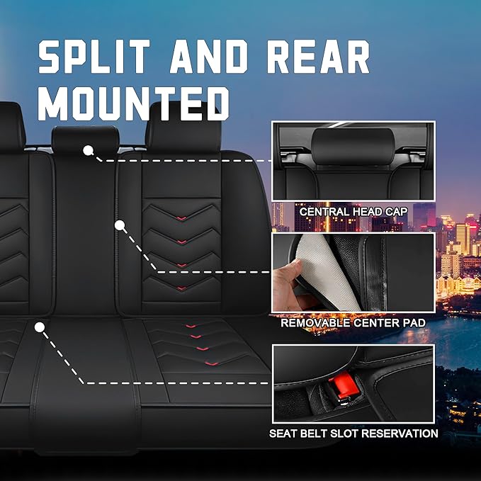 CTDS Car Seat Covers for Honda HR-V 2016-2026, Stylish Sport Seat Cover, Premium Nappa Leather Car Seat Cover. Automobile Seat Covers Sets.(Luxury 5 Seats/Black Red)
