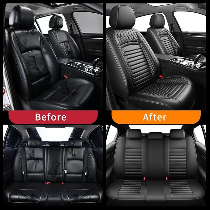 Fit Corolla Car Seat Covers for Toyota Corolla 2000-2024 2025 2026 - Upgraded Premium Waterproof & Breathable Leather, Airbag Compatible, All-Weather Seat Cushion Protector (Full Set, Black)