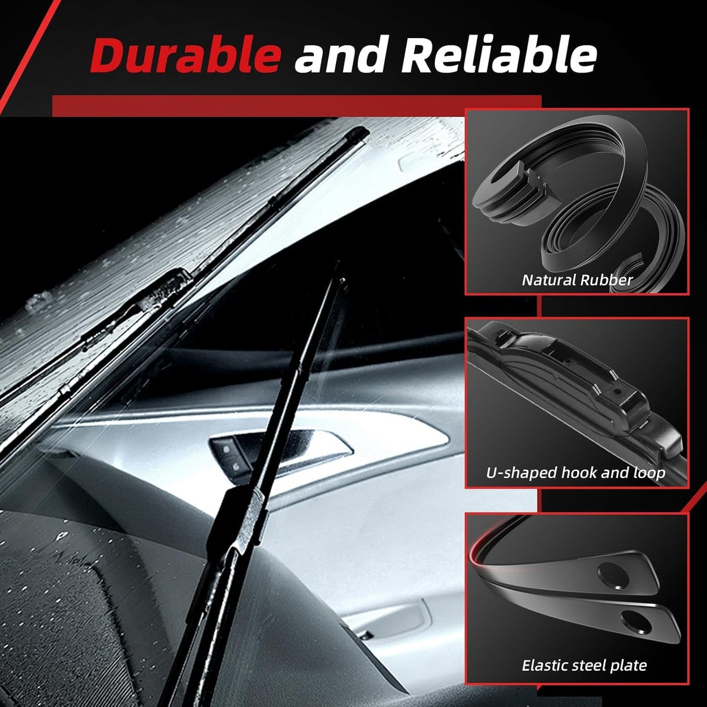 OTUAYAUTO Windshield Wiper Blades - Replacement for Honda Pilot 2016-2022, Front and Rear Wiper Blades, U Hook - 26"+24"+14" (Pack of 3)