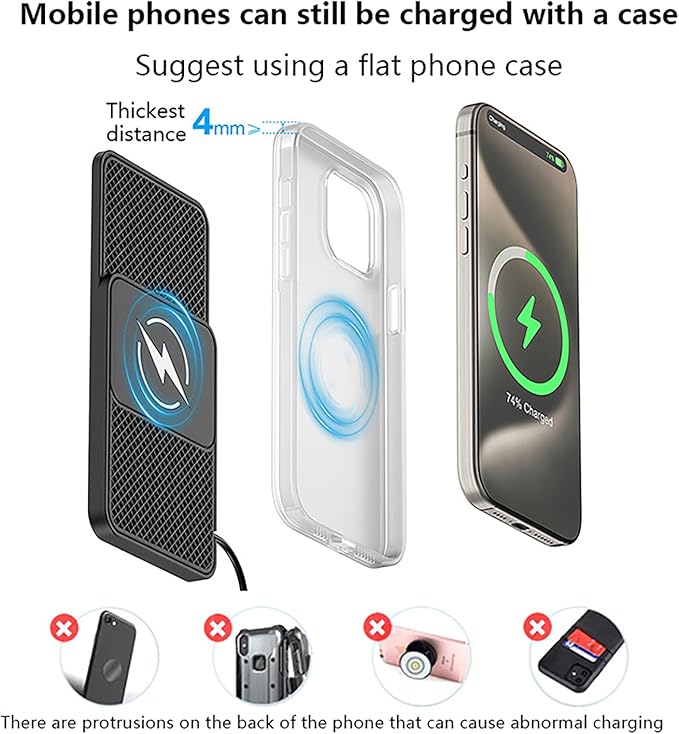 Wireless Car Charger Pad for Hyundai IONIQ 5,20W Fast Wireless Phone Charger Cell Phone Cordless Charging mat,Non-Slip Phone Charging,30cm Cable Type-C
