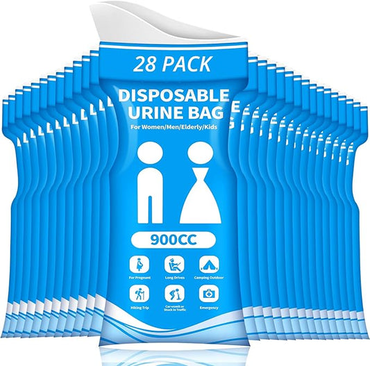 Disposable Urine Bag for Travel - 900ML Portable Pee Bags for Women Men 8/12/20/24/28 PCS Emergency Vomit Bags Urinal Toilet for Car Camping, Road Trip,Traffic Jam, Pregnant, Kid, Patient