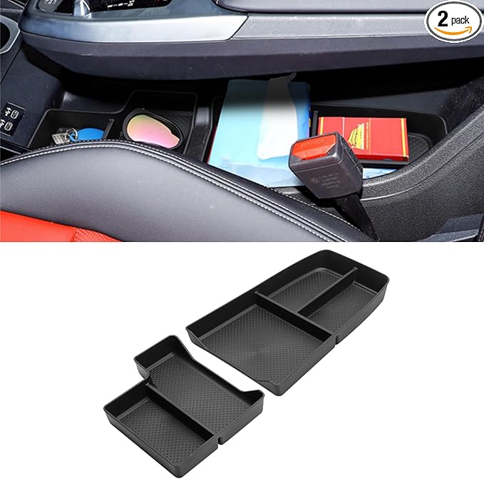 Jaronx Compatible with BMW X1 Center Console Organizer Tray 2023 2024 2025 2026 U11, 2PCS Lower Console Organizer Tray, TPE Storage Box for 2023-2026 BMW X1 Accessories