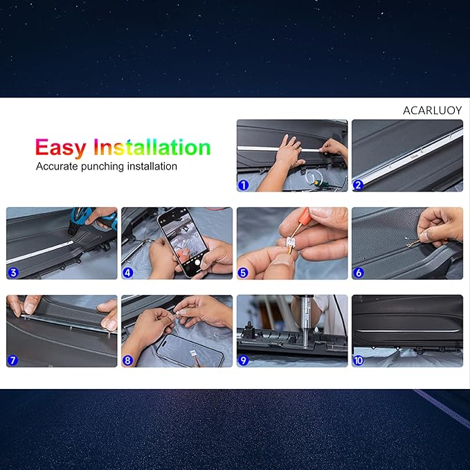 Acrylic Interior Car LED Lights,for Tesla Model 3 2020 Wireless APP 6 in 1,Ambient Lighting Kits Fiber OpticStrip LEDs, 16 Million Colors Music