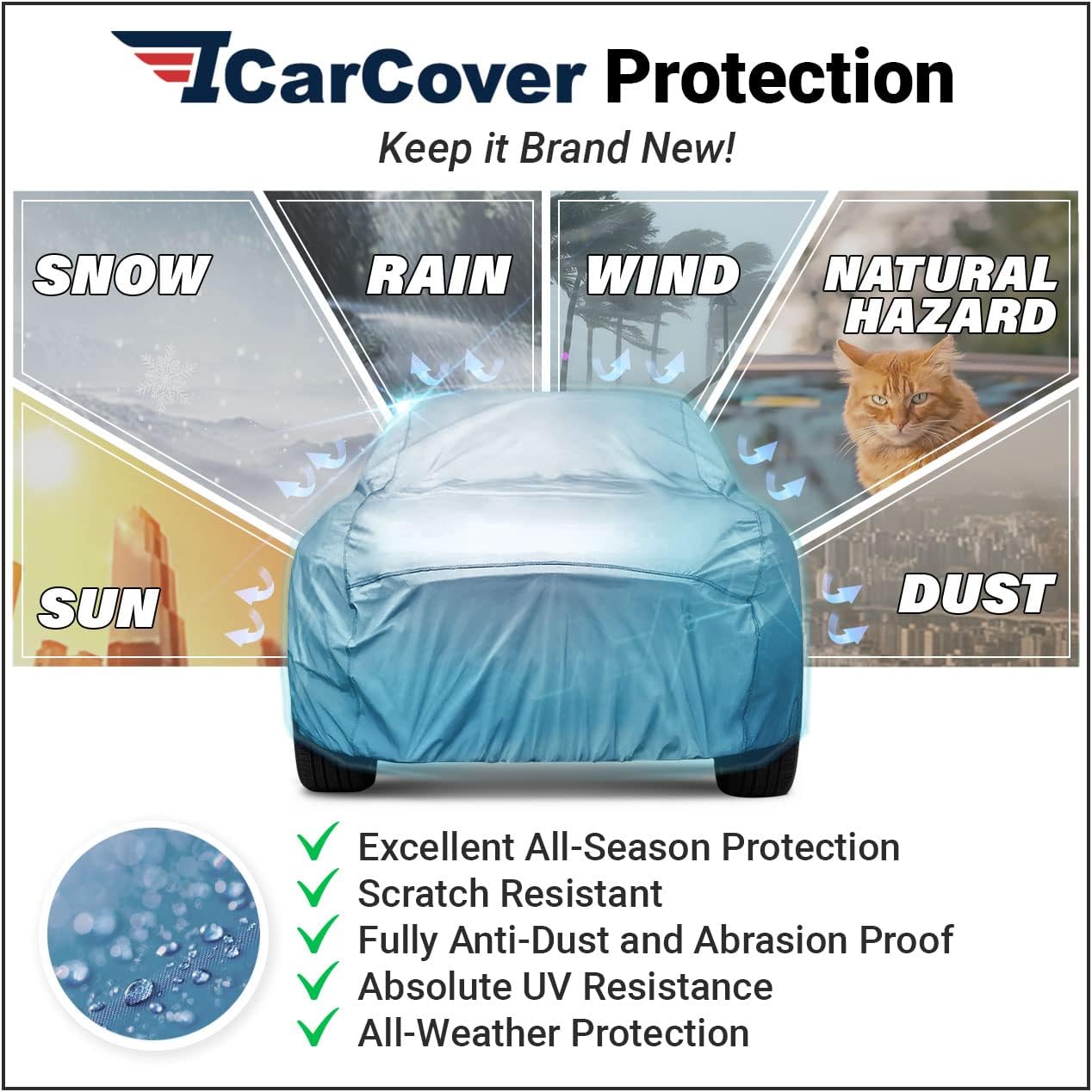 iCarCover Premium Car Cover for 1973-1975 Buick Apollo Heavy Duty Waterproof All-Weather Automobiles Custom Fit Indoor Outdoor UV Snow Protection Covers with Straps and Bag