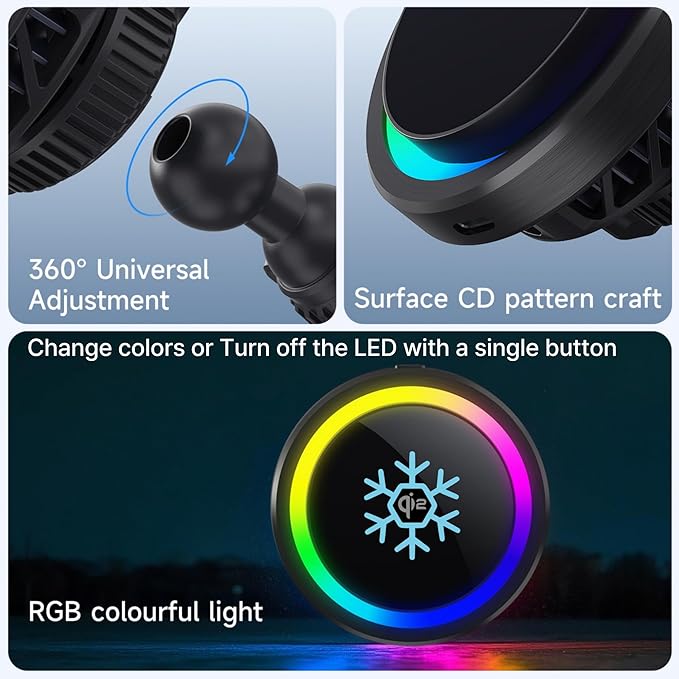 Qi2 Certified 15W Wireless Car Charger with Peltier Cooling, MagSafe Compatible Magnetic Car Mount, Strong N52 Air Vent Phone Holder for iPhone 17/16/15/14 Pro Max, Galaxy S26/S25(Black)