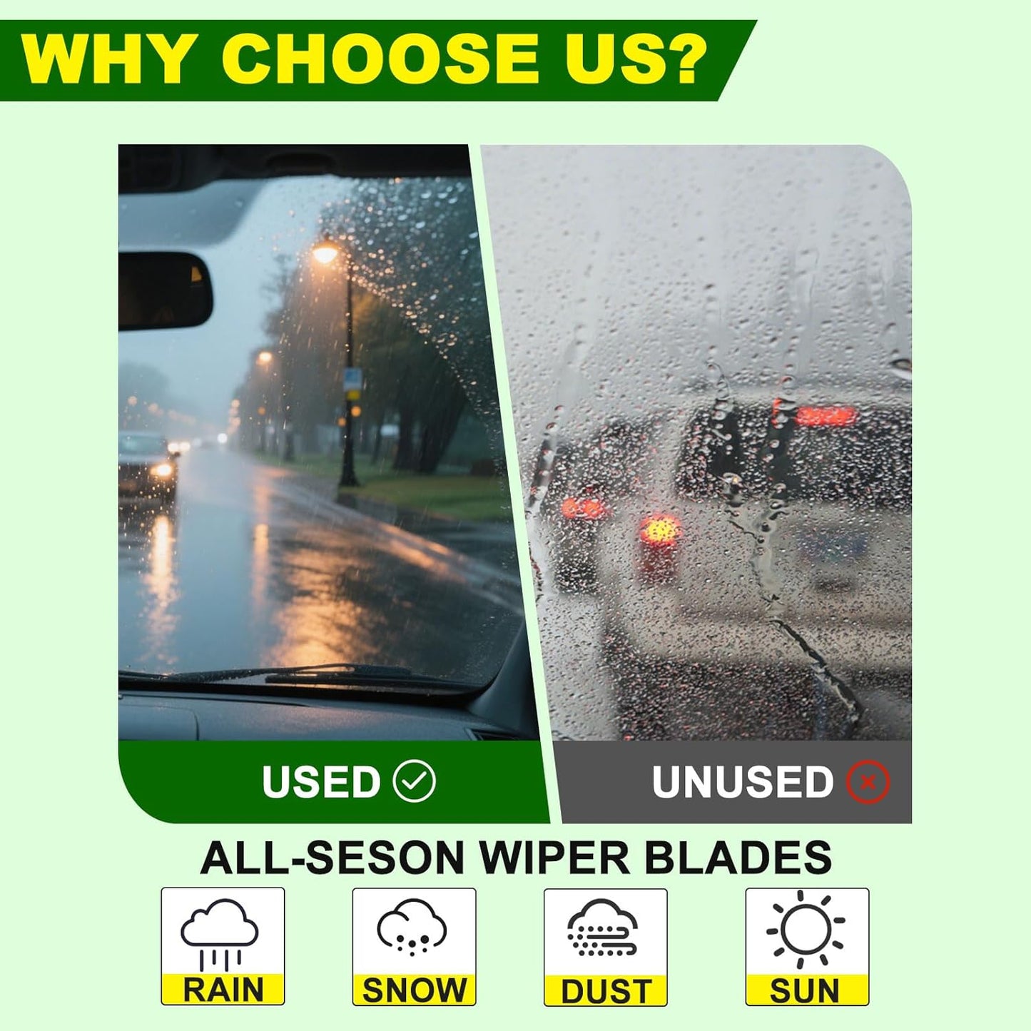 OEM Quality 22in + 22in Premium All-Season Windshield Wiper Blades for Original Equipment Replacement(Set of 2)