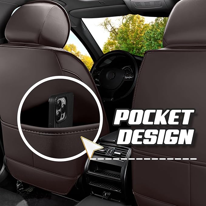 Car Seat Covers for KIA Sedona 2003-2021, Premium Nappa Leather Car Seat Cover, Stylish Sport Seat Covers， Automobile Seat Cover Sets.(Luxury 5 Seats/Coffee Color)