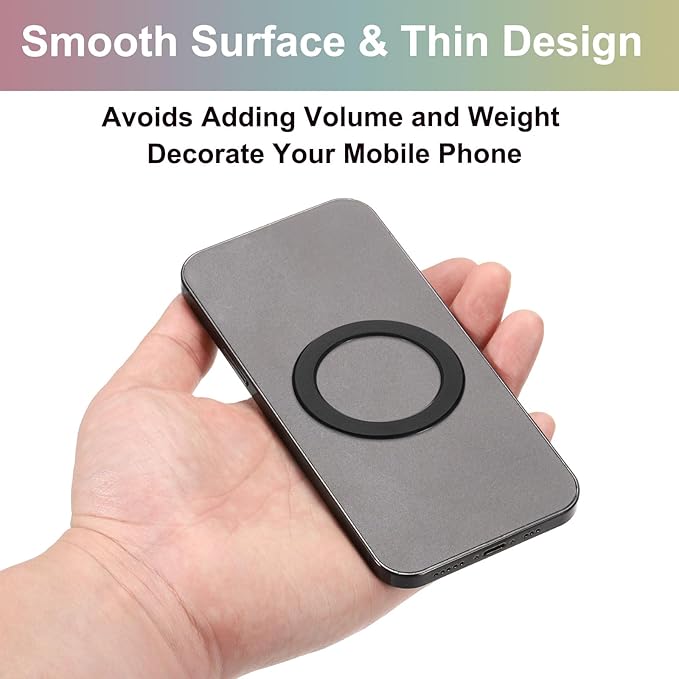 uxcell Magnetic Adapter Ring, 2Pcs Magnetic Sticker Ring ABS Universal Magnet Wireless Charging Conversion Kit for Mobile Phone Case Wireless Charger, Black