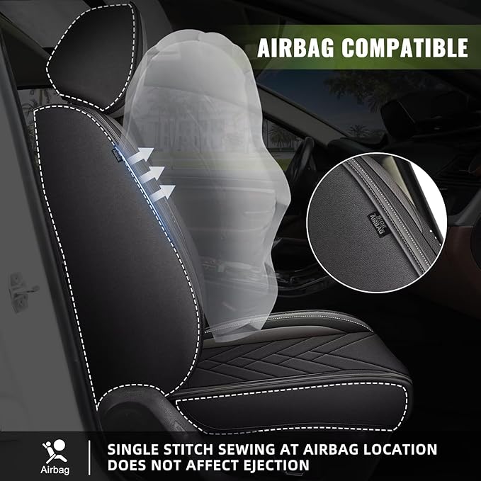AOMSAZTO Car Seat Covers Fit for Acura TL 2004-2014: Full Set Premium Seat Covers Waterproof Leather Automotive Seat Cushion Protector Compatible with Airbag(5 Seats, Black&Grey)