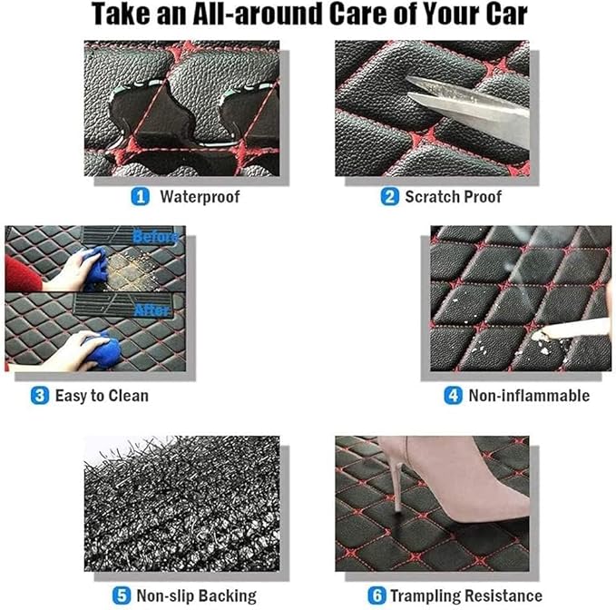 Customize Making Car Floor Mats for 99.99% Sedan SUV Pickup Truck Full Coverage Men Women Cute Leather Protection Pads Non-Slip Floor Liners (Black+Gray Side)