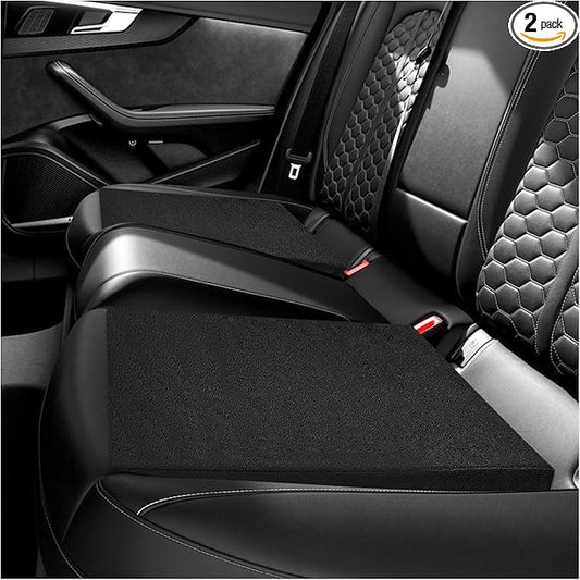 Sun Walker 2 PCS Auto Seat Wedge Leveling Cushion, Comfortable Ergonomic Backseat Wedge Booster for Fatigue Relief, Angled Design Rear Seat Leveling Mat for Cars Trucks SUVs
