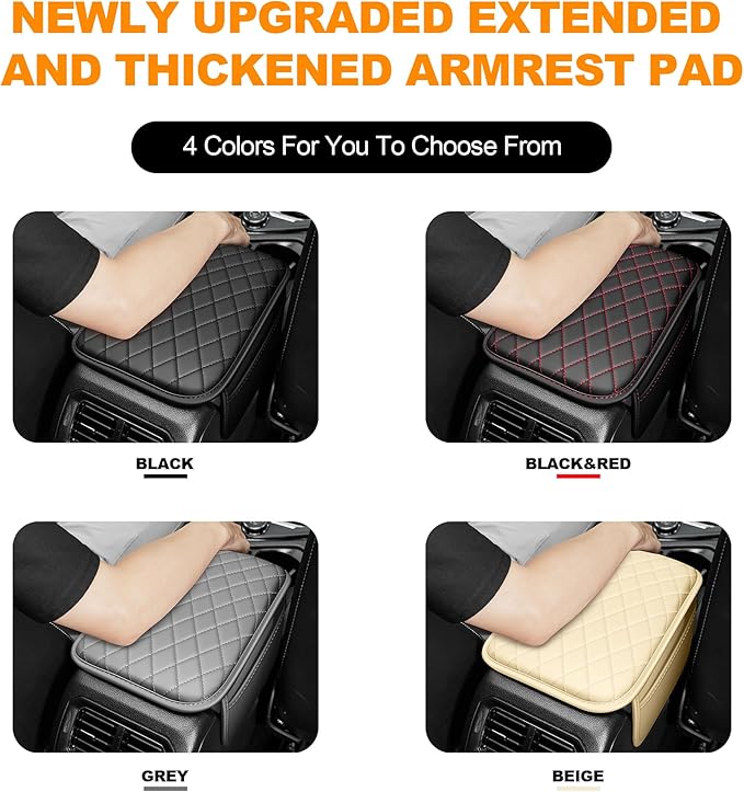Center Console Cover for Cars Fit for Jeep Cherokee Leather Armrest Covers with 2 Storage Bags(Grey)