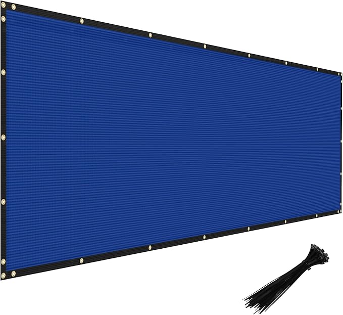 Windscreen4less Privacy Fence Screen Heavy Duty Windscreen Fencing Mesh Fabric Shade Net Cover with Brass Grommtes for Outdoor Wall Garden Yard Pool Deck, 8'x56' Blue