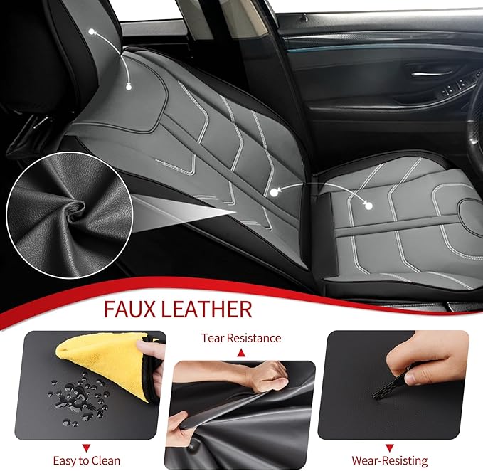 TTX LIGHTING Car Seat Covers fit for Kia Forte 2010-2026 Front Seat: Premium Leather Automotive Seat Cover with Airbag Compatible Waterproof (2 Seats, Black & Gray)