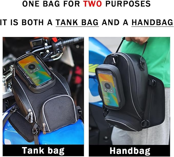 Motorcycle Tank Bag for Triumph Tiger 1050 2007-2013 2014 2015 2016 2017 2018 2019 2020, Strong Magnetic Waterproof Oxford Black Motorbike Quick Release Pannier Bag