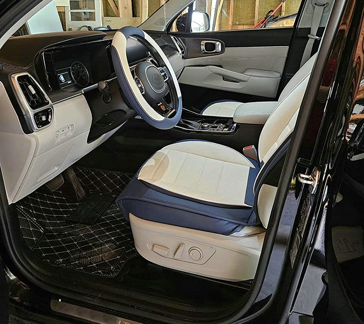 Custom Car Floor Mat Compatible with BMW Mercedes-Benz Toyota Cadillac Lexus Honda Infiniti Nissan Hyundai Kia Audi All Models Cars Sedans SUVs Automotive Mats (Black red)