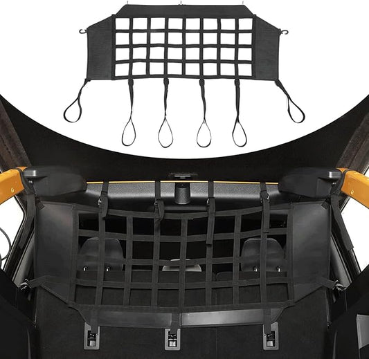 Linskip Cargo Pet Barrier Mesh Compatible with 2021 2022 2023 2024 Ford Bronco Accessories, Pet Mesh Divider Backseat for Bronco 4 Door Trunk Interior Accessories, Black