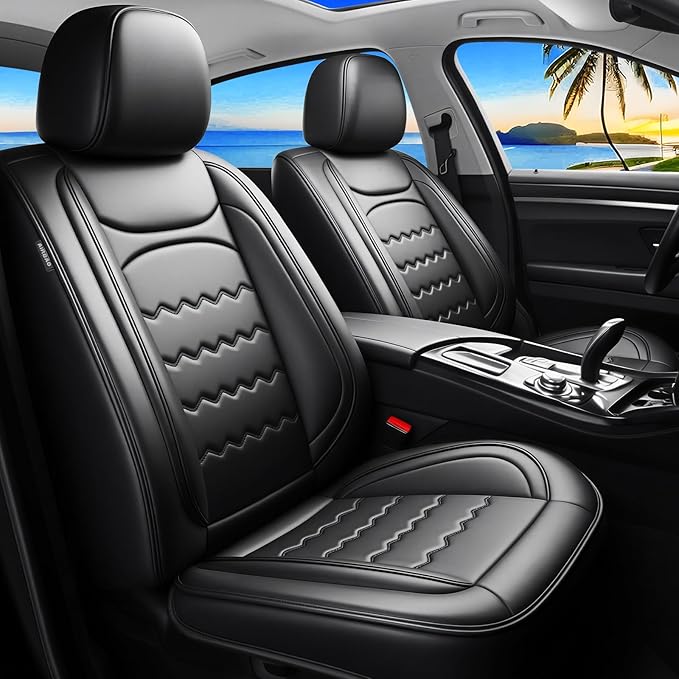 CX-30 Car Seat Covers Custom Fit for Mazda CX-30 2020-2026, Full Coverage Premium Leather Waterproof Breathable Seat Covers, Automotive Seat Protectors, Airbag Compatible(2 Front Seats, Black)