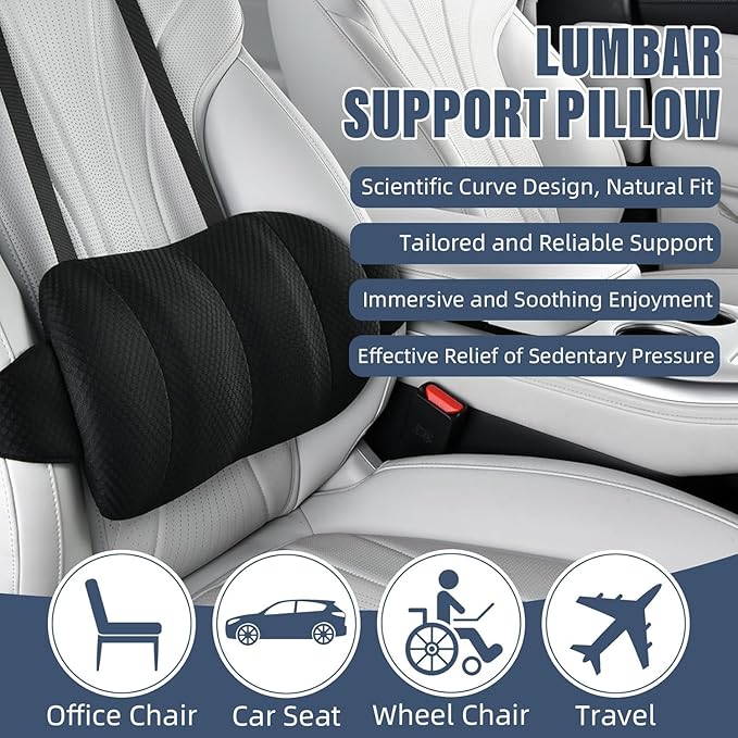 1 Piece Automotive Seat Lumbar Support Pillow for Honda Civic Sedan/Coupe/Type R/Insight 2016-2021, Driving Lower Back Cushion Ergonomic Orthopedic Posture Rest