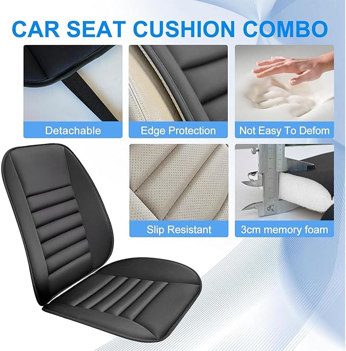 ‌Car Seat Cushion Back Support Pillow for Tesla Model S 2016-2022, Ergonomic Pain Relief Cushion, Memory Foam Lumbar Support for Driving, Adjustable & Washable Auto Pad,Black