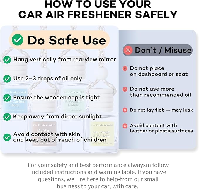 C Classy Hanging Car Air Freshener 2 Pack, Vanilla Cream Essential Oil Diffuser, Long-Lasting Fragrance, Cute Glass Bottle Car Accessories for Women & Men, Made in USA