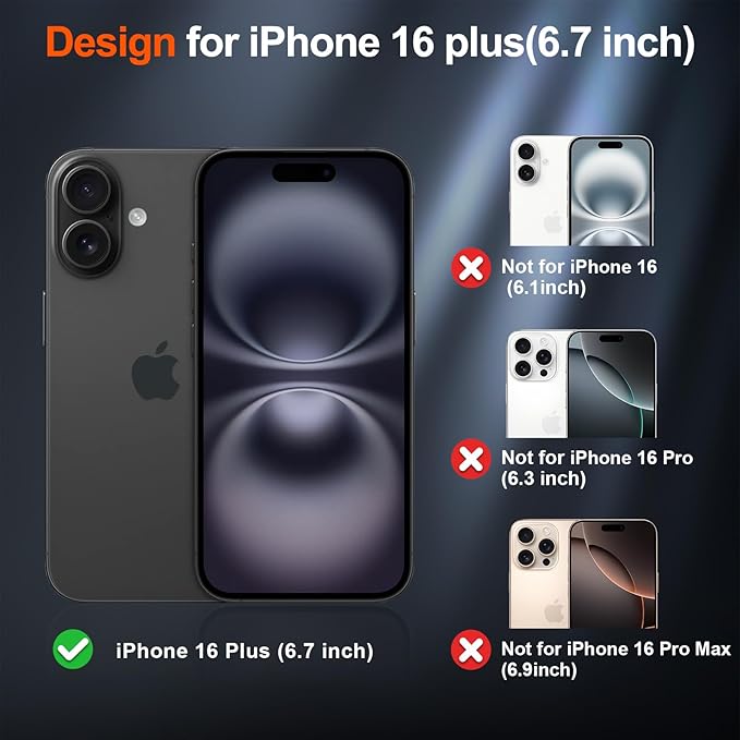 SUPFINE Magnetic for iPhone 16 Plus Case (Compatible with MagSafe) (Military Grade Drop Protection) Translucent Matte Shockproof with Anti-Fingerprint Phone Cover,Black