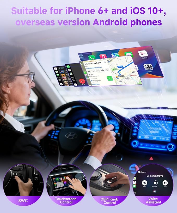 3-in-1 Mini Wireless CarPlay Adapter(2025 Upgraded)-Built-in Wired Carplay Android Auto Airplay,Plug&Play,Fast Auto-Reconnect,BT 5.0,USB/Type-C,iOS10+&Android 11+,5G WiFi(Black)