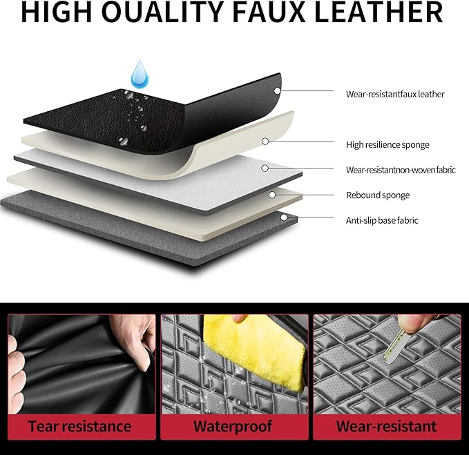 Fit Venza Car Seat Covers for Toyota Venza 2009-2024 2025 2026 - Upgraded Premium Waterproof & Breathable Leather, Airbag Compatible, All-Weather Seat Cushion Protector (Full Set, Black)