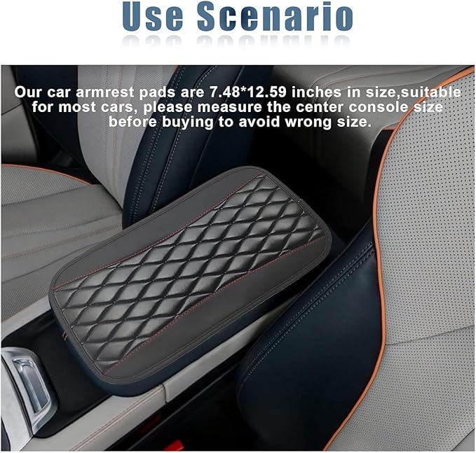 Leather Car Center Console Armrest Pad for Toyota Tacoma 2005-2023, Auto Armrest Cushion, Waterproof Seat Box Cover Protector, Vehicle Interior Decor Accessories, Red
