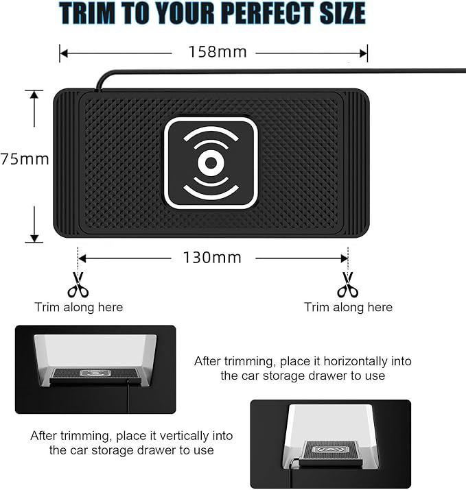 Wireless Charging Pad for Car for Jeep Gladiator, 15W Fast Wireless Charger Mat Non-Slip Silicone Car Center Console Phone Charging Pad,A/15W-Type-c
