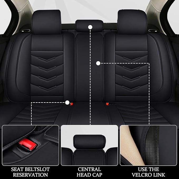 Car Seat Cover for Ford Explorer 2000-2025, Waterproof Durable Compatible Airbag, Premium Leather Seat Protector(5 Seats Standard,Black)