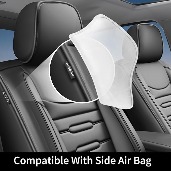 Fit Camry Car Seat Covers for Toyota Camry 2012-2024 2025 2026 - Upgraded Premium Waterproof & Breathable Leather, Airbag Compatible, All-Weather Seat Cushion Protector (Full Set, Black)