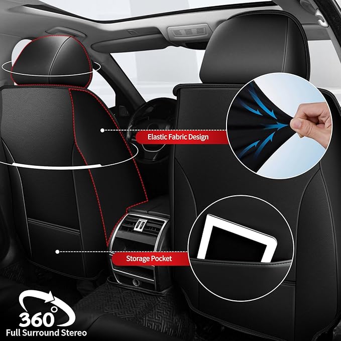 TTX LIGHTING Car Seat Covers fit for Jeep Wrangler 2003-2026 Front Seat: Premium Leather Automotive Seat Cover with Airbag Compatible Waterproof (2 Seats, Black & Gray)